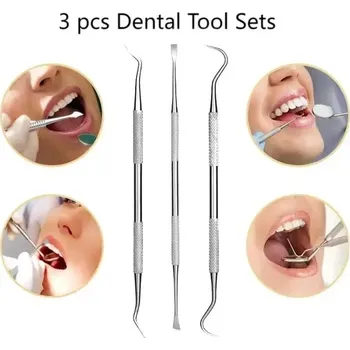 Sada dentálních nástrojů pro ústní hygienu | zubní péče | čištění zubů 3 ks