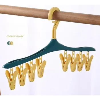 Sušák na prádlo Multifunkční věšák na prádlo s 8 klipy pro venkovní použití | sušák na prádlo | věšák na prádlo - 1ks žlutá