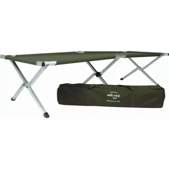 kempingová židle Polní rozkládací lehátko - Olivové 190x65cm (Přenosné ALU skládací polní lehátko využíváno všemi armádami světa, určené pro odpočinek jedné osoby.)