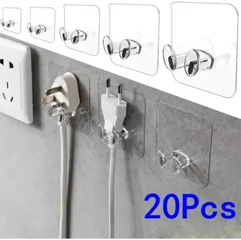 Věšák Nástěnný samolepící háček na kabely | háčky, držáky 20 ks - 20 ks