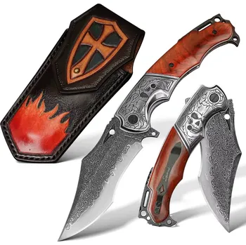 Kuchyňský nůž Damaškový lovecký skládací nůž HARAHU SU 35400 Hnědá