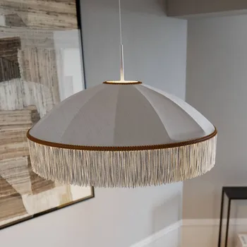 By Rydéns závěsné svítidlo Francis, bílé, Ø 60 cm, textilní bílá, zlatá 1 x 5 W LED - Doprava zdarma