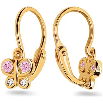 Náušnice Zlaté náušnice pro novorozeně motýlky se zirkony IZ18000 + dárkové balení LUXUS zdarma