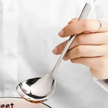 Příbor Polévková nerezová lžíce dlouhá | Kuchyňské nástroje - 1ks stříbřitý