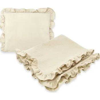 Dětská deka Luxusní 2D sada Nature - polštářek a deka s volánkem - béžová