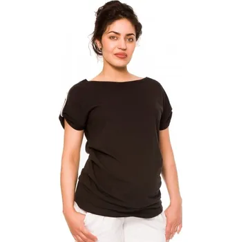 Těhotenská móda Be MaaMaa Těhotenské triko Lia - černé
