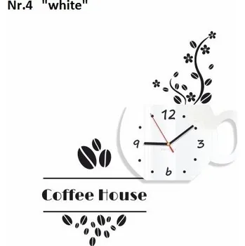 Hodiny Červené dekorační hodiny do kavárny Bílá