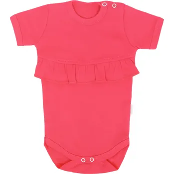 Mamatti Dětské body kr. rukáv s volánkem, Myška - tm. růžová, vel. 98