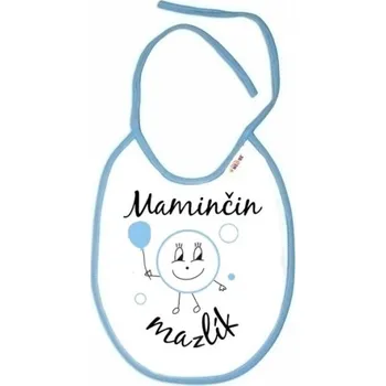 Bryndák Nepromokavý bryndáček Maminčin mazlík, 24 x 27 cm - bílý s modrým lemem