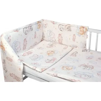 Dětsný nábytek Baby Nellys 3-dílná sada Mantinel s povlečením, Sweet Dreams, bílá, 135x100 cm
