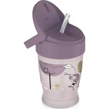 Kojenecká láhev Lovi hrneček se slámkou Lovely Girl - Junior, 12m+, růžový/bordo, 250ml