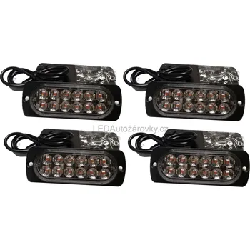 Maják LED stroboskop maják 4 ks - 12 LED 12V 24V 2W oranžový (1 sada = 4 ks)