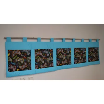 Šatoli.cz Velký kapsář na zeď 200x50 cm - Herní motiv na tyrkysové