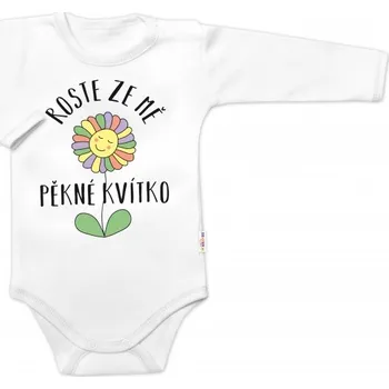 Body dlouhý rukáv, Roste ze mě pěkné kvítko, Baby Nellys, bílé, vel. 80