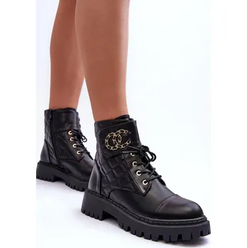 Dámské kozačky Dámské boty Workery s ozdobou u Toye Barva: Černá, Velikost: 38