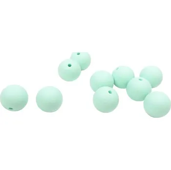 Dětské navlékací korálky Natana silikonové korálky mátové 15 mm 10 kusů
