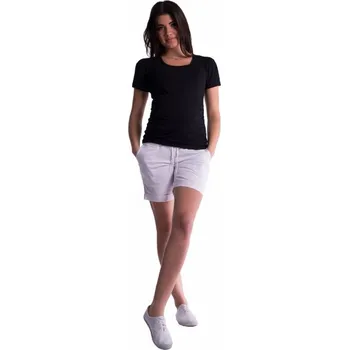 Be MaaMaa Těhotenské kraťasy s elastickým pásem - bílé, vel. XXL