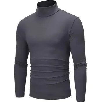 Pánský svetr Jednoduchý tenký pánský svetr s rolákovým límcem - Tmavě šedá,2XL