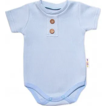 Baby Nellys Kojenecké žebrované body s knoflíčky kr. rukáv, Boy - sv. modré, vel. 74