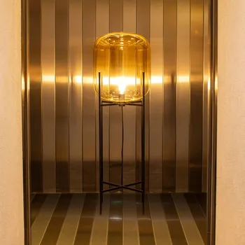 Lampička stojací lampa pulpo Oda Big, jantarová/černá, výška 140 cm jantarová, černá 1 x 7 W LED - Doprava zdarma