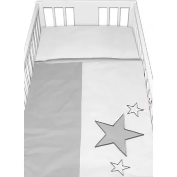 Povlečení Baby Nellys Povlečení do postýlky Baby Stars - šedé, vel. 135x100 cm