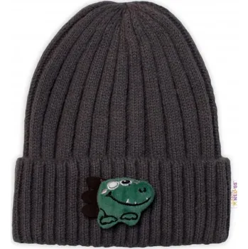 Čepice Dětská zimní čepice Dino, Baby Nellys - grafit, vel. 48-54 cm