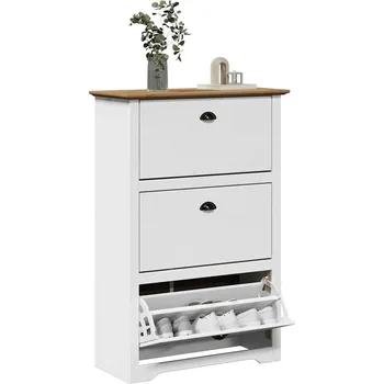 Botník vidaXL Botník "BODO" bílý a hnědá 80x35x118 cm