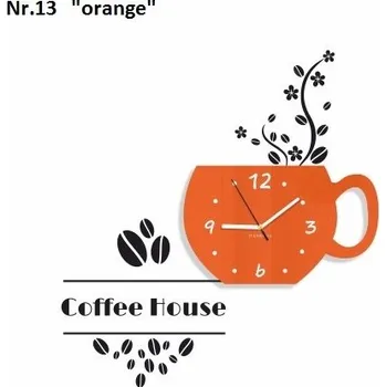 Hodiny Červené dekorační hodiny do kavárny Oranžová