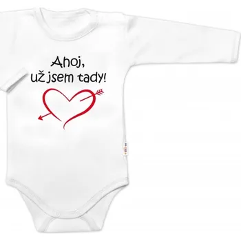 Body dlouhý rukáv Ahoj už jsem tady!, Baby Nellys, bílé, vel. 74