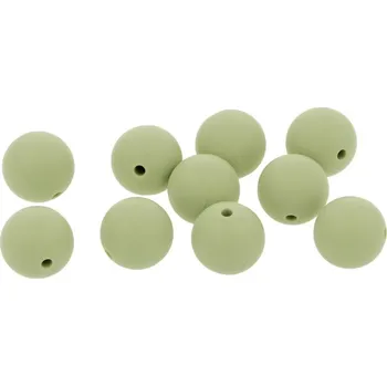 Dětské navlékací korálky Natana silikonové korálky zelená šalvěj 15 mm 10 kusů