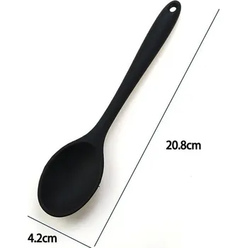 Silikonová míchací lžíce s dlouhou rukojetí | Kuchyňské náčiní | Pomůcka na vaření - 1ks černý