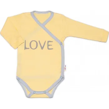 Dětská móda Baby Nellys Body dlouhý rukáv Love - zapínání bokem, žluté, vel. 74
