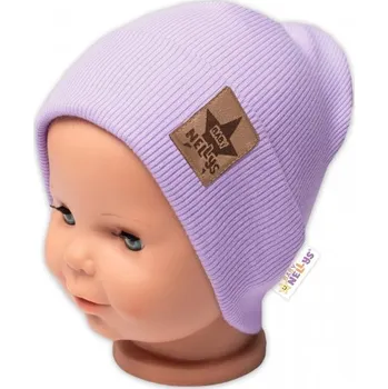 Pokrývka hlavy Žebrovaná dvouvrstvá čepice s lemem - lila, vel. 92/98, Baby Nellys