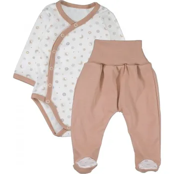 Kojenecký body Body dlouhý rukáv zap. bokem+polodupačky Galax Baby - béžový, vel. 62