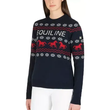 Dámský svetr Svetr Equiline X'Msa Nitan XS tmavě modrá/červená
