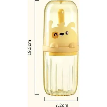 dětská jídelní sada Cestovní dětský kelímek na kartáček a pastu | dětský set 3 ks - Žluť
