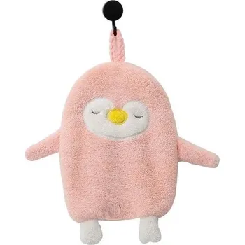 Péče o ruce Dětský ručník s motivem tučňáka | osuška na ruce - růžový