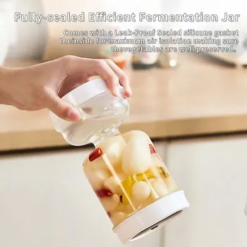 Dóza na potraviny Nádoba na kvašení a nakládání zeleniny s oddělením šťávy bílá