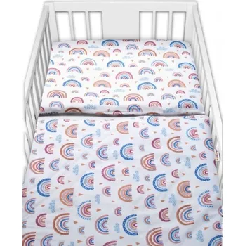 Dětský pokoj Bavlněné povlečení do postýlky, Duha, pastelová/bílá, Baby Nellys