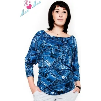 Těhotenská móda Be MaaMaa Těhotenské stylové triko, halenka s JEANS vzorem, vel. L/XL