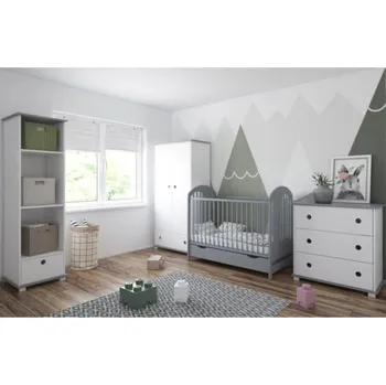 Dětská postýlka Postýlka Šimon 120/60 cm šedá se šuplíkem