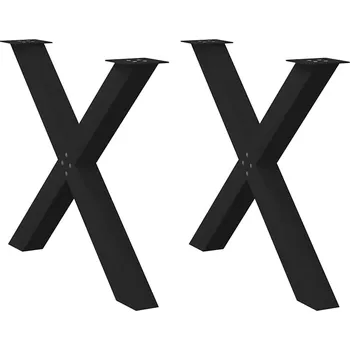 vidaXL Nohy k jídelnímu stolu ve tvaru X, 2 ks, černé, 90 x (72-73) cm, ocel