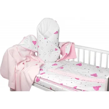 Příslušenství pro dětskou postel a kolébku Výhodná sada do postýlky 6D, I love Girl, Baby Nellys 120x90cm, bílá/růžová