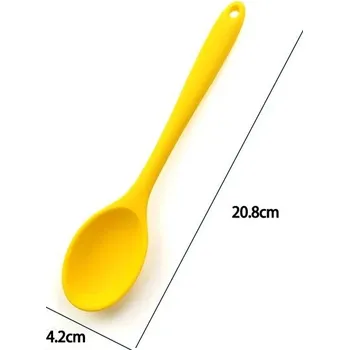 Silikonová míchací lžíce s dlouhou rukojetí | Kuchyňské náčiní | Pomůcka na vaření - 1ks žlutá