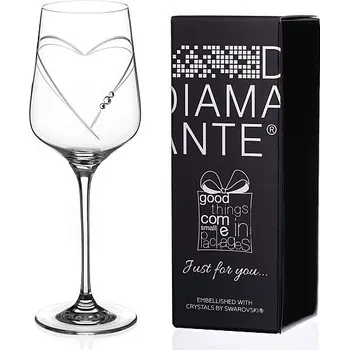 Sklenice Diamante JFY Hearts wine 450 ml