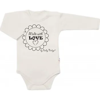 Body dlouhý rukáv Made with love, Baby Nellys, béžové, vel. 62