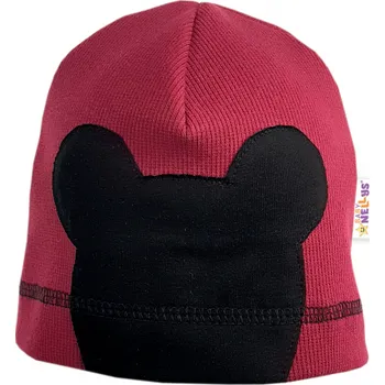 Čepice Baby Nellys Jarní, podzimní čepice Mouse, vínová