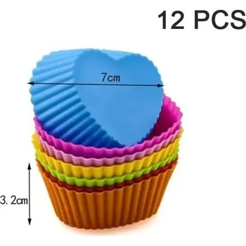 Forma na pečení Silikonová forma na muffiny a dorty | pečicí forma | kuchyňské potřeby - 12KS srdce