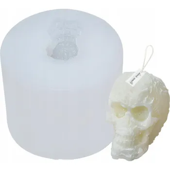 Výroba svíčky Silikonová forma na svíčky, vosk, mýdlo a odlitky – HALLOWEEN LEBKA HLAVA