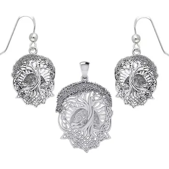 Souprava šperků Strom života set stříbrného přívěsku a náušnic Stříbrná